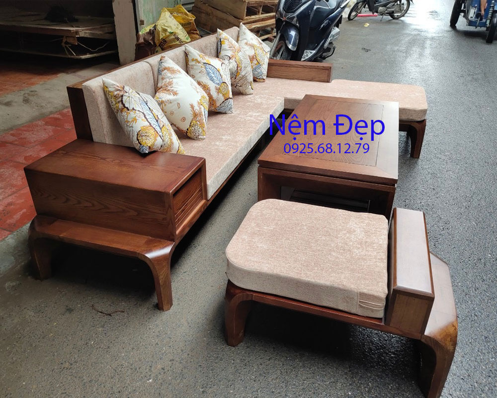 nệm lót ghế gỗ góc l