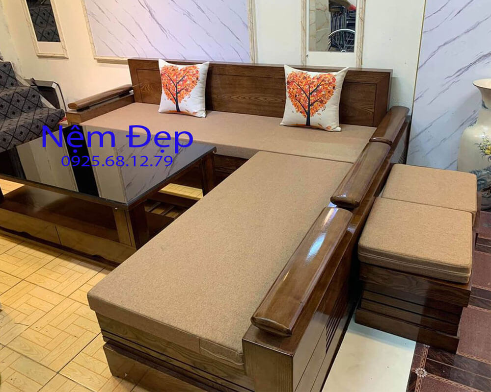 nệm lót ghế gỗ góc l