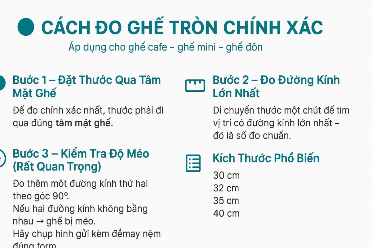 cách đo nệm lót ghế gỗ tròn