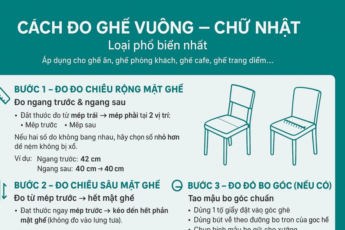 cách đo ghế may nệm lót ghế gỗ